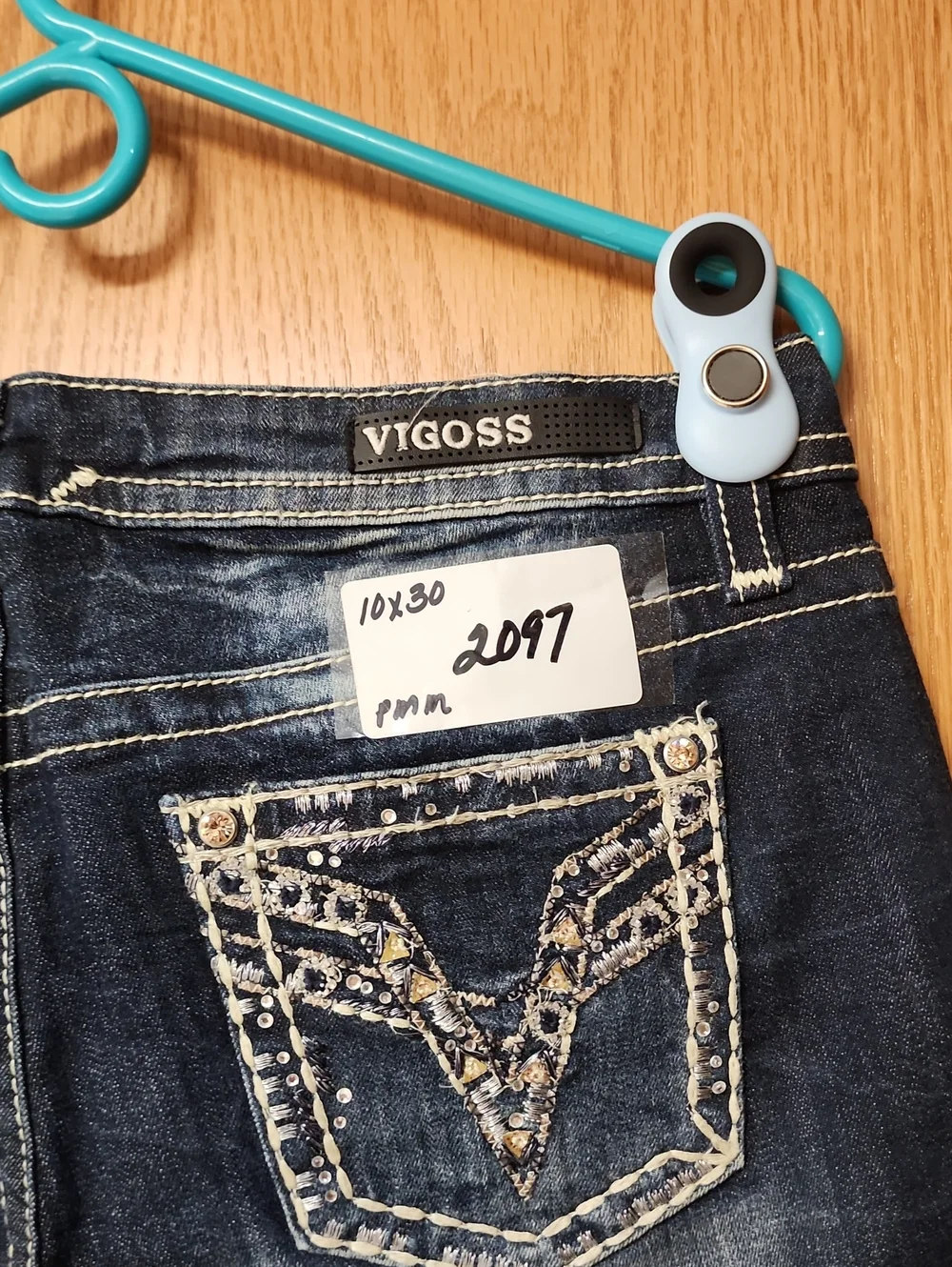 Vigoss Dark Blue Bootcut Jeans with Embellished Back Pockets 10x30 number 2097
